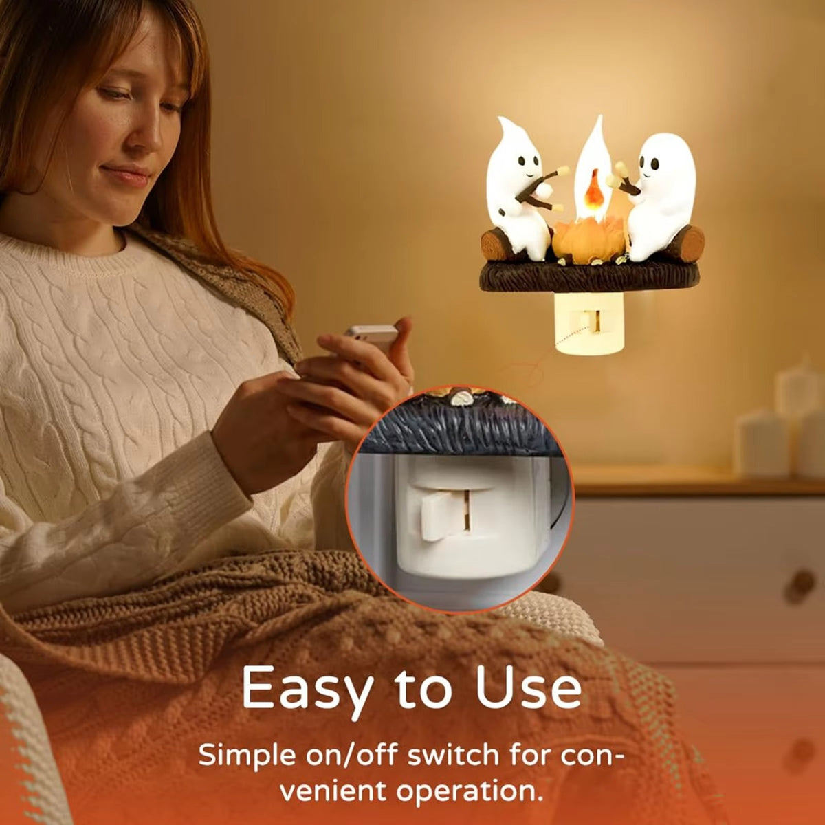 Cute Ghost Flickering Campfire Nightlight